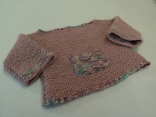 Handcrafted Girls Baby Sweater Pink Bulky Acrylic Wool Mix Female Kids 0-1