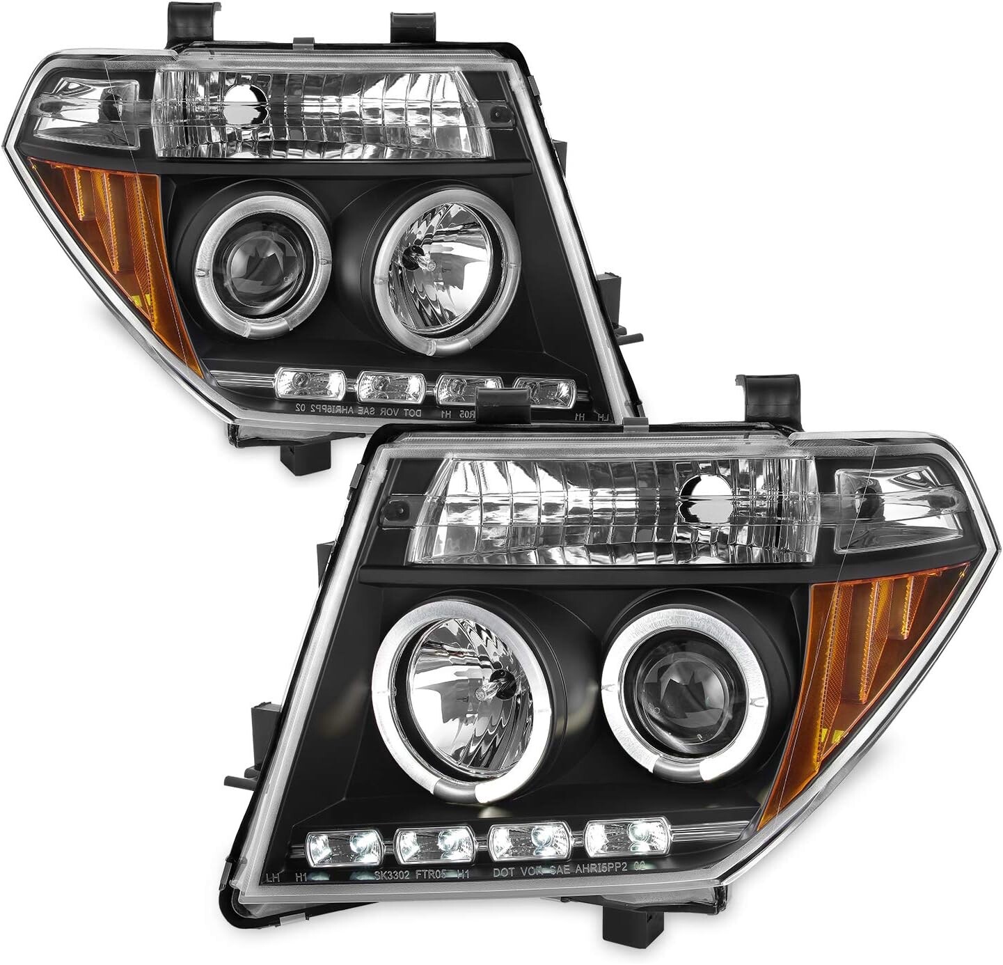 Black Fits 2005-2008 Frontier 2005-2007 Pathfinder LED Halo Projector Headlights