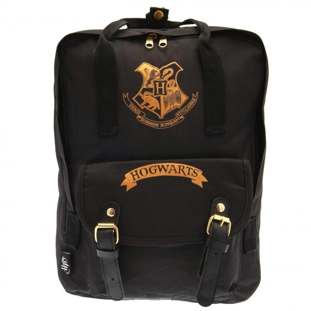 Harry Potter Premium Backpack in Black Magnetic Buckle Adjustable Straps New