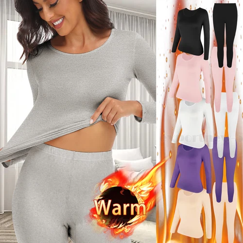 Invierno Mujeres Ropa Interior Térmica Largo John Conjunto Capa Base Ultra Suave Parte Superior e Inferior - Imagen 1 de 27