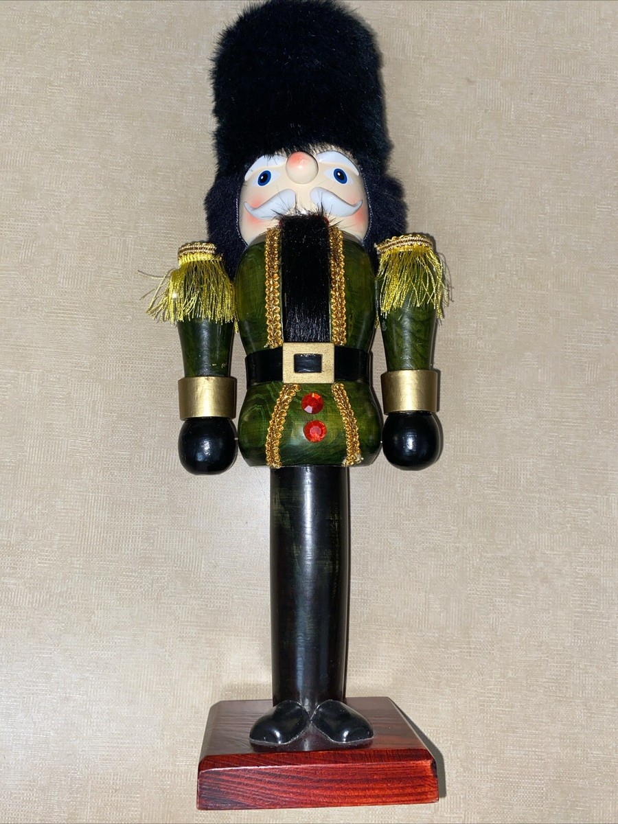 Nutcracker with BLACK Beard & Hair and FAUX FUR HAT 19in Tall | eBay
