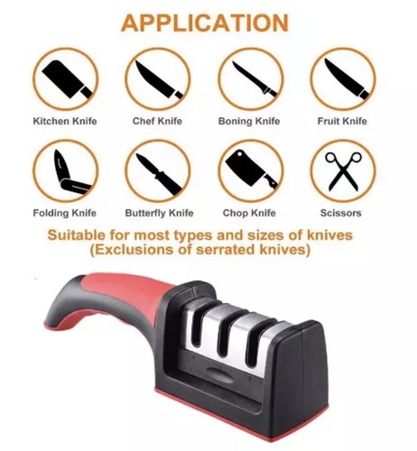 AFFILACOLTELLI PROFESSIONALE Resistente Ceramica Tungsteno 3 Passi Chef Premi - Foto 3 di 6