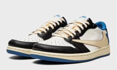 Nike AJ 1 Low Fragment X Travis Scott White Blue DM7866-140 Fashion New With Box
