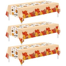 3 Pack Thanksgiving Plastic Tablecloth 54" x 108" Thanksgiving Decorations.