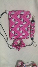 new soft pink Hello Kitty 3pc set pouch fob bracelet / pony