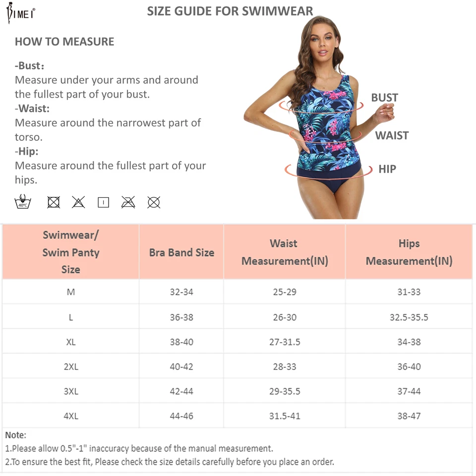 BIMEI Women's Mastectomy Swimsuit One-Piece Pocketed Swimwear Tummy Control #125 - Image 3 of 3