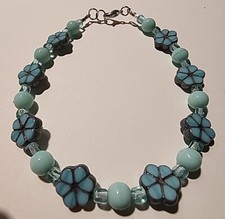Czech Beads Flower Bracelet Blue