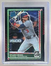 Dylan Crews 2025 Panini Donruss #54 Black Pandora Optic Rated Rookie