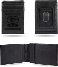 Green Bay Packers Premium Black Leather Wallet, Front Pocket Magnetic Money...