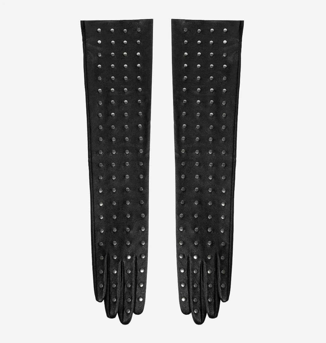 Zara x Ludovic De Saint Sernin Leather Gloves With Studs Black S 3920/930 New