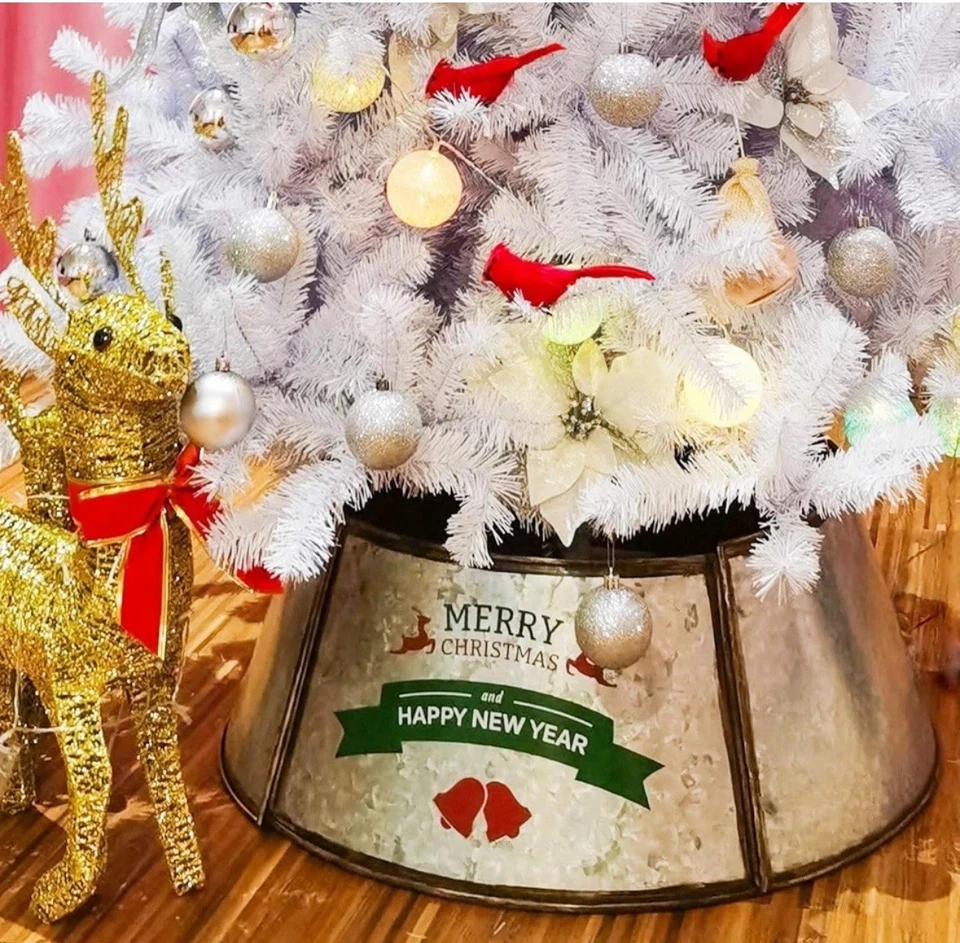 "Anillo de metal para collar de árbol de Navidad 29"" falda de árbol de Navidad de metal galvanizado" Foto 2 de 4