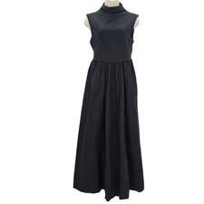 J. Crew Womans size XS Knit Mock Neck Poplin Skirt Midi Dress Black BY263 NEW