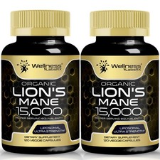 Lions Mane Supplement Capsules 120 Count Mushroom Brain Memory Focus Immune Supp