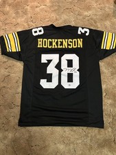 TJ Hockenson Autographed/Signed College Style Black XL Jersey Beckett 39325
