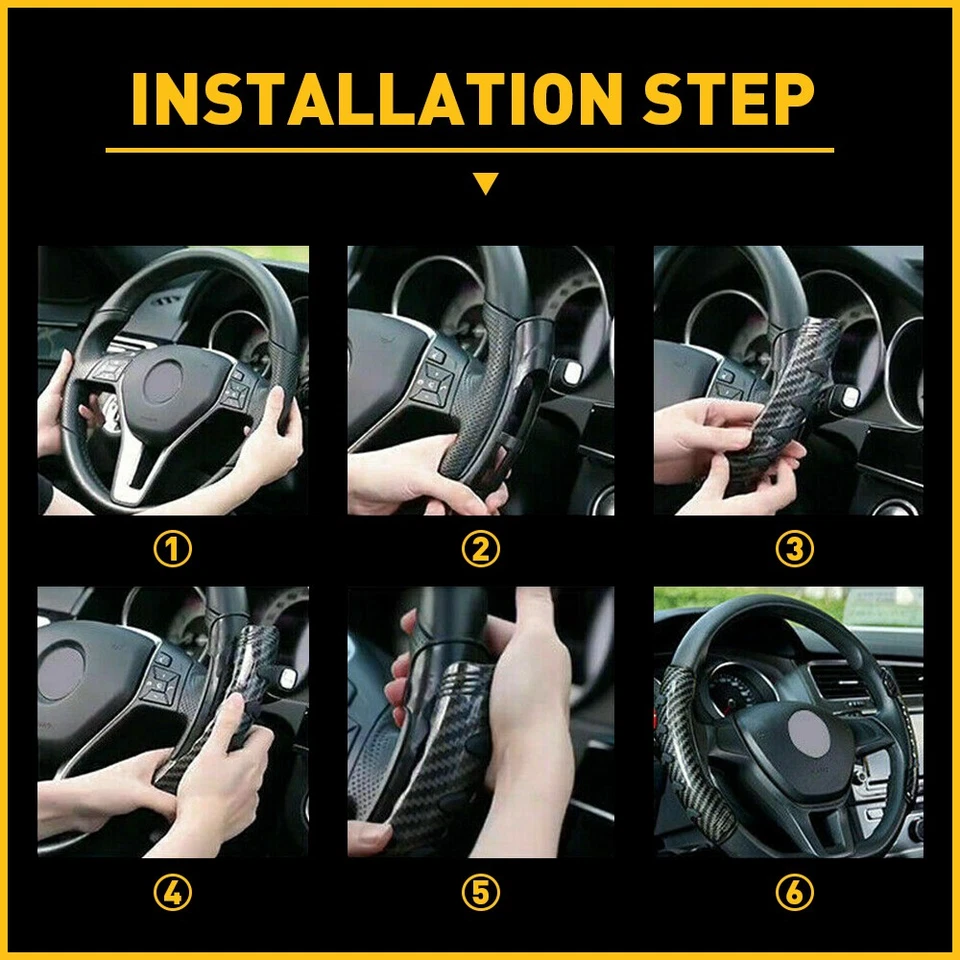 2 Fibra de Carbono para Volante Coche 37cm-39cm Cubierta Elevadora Antideslizante Universal Foto 2 de 4