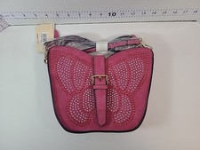 Mellow World Butterfly Shaped Light Pink Purse Crossbody Rhinestones