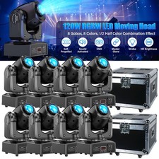 120W LED Beam Moving Head RGBW 8Gobo Stage Light DMX DJ Spot Party Flight Case