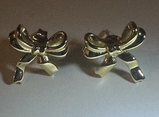 Gold Over 925 Sterling Silver Bow Stud Earrin...