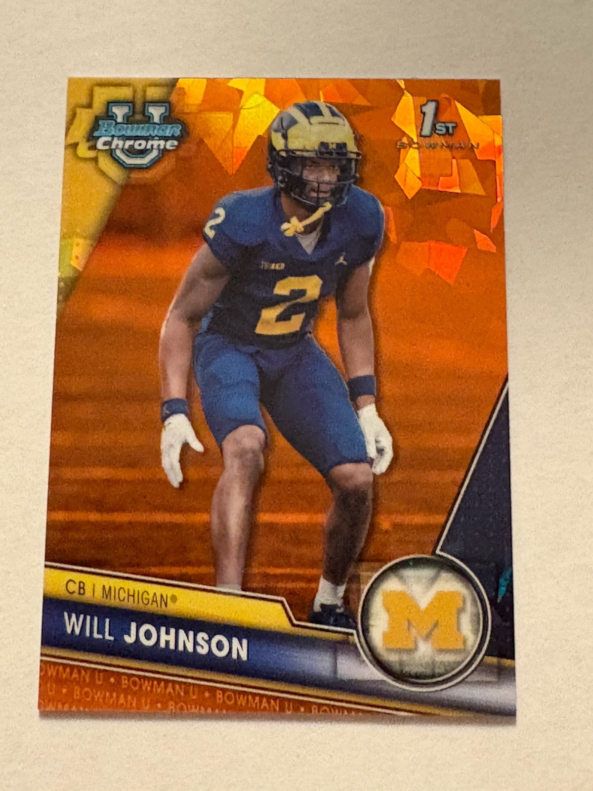 2023 Bowman University Chrome Sapphire Orange /25 Will Johnson #157 (RC)