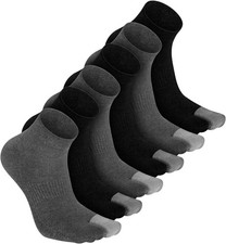 6 Pairs Men's Tabi Socks Cotton for Flip Flop Split Toe Black and Gray