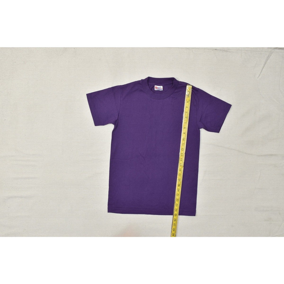 VTG 80s Hanes Heavyweight 50/50 Purple T-Shirt Sz S Blank Ringer