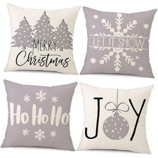 Merry Christmas Pillow Cover 18x18 Set of 4 18" x 18" Pack of 4 Christmas 2