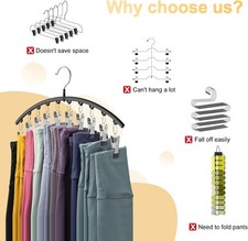 Legging Organizer for Closet, Metal Yoga Pants Hangers 4 Pack w/10 Clips Holds 4