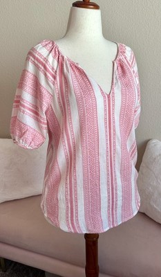 Velvet by Graham & Spencer Halsey  Raglan Top SS Pink White Stripe Women s S