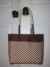 Handmade Mexican Woven Tote Bag   Chevron Pattern