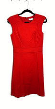 Tory Burch Red Dress Sz 4 Madras Megan Lightweight Wool Cap Sleeves A Line Lined