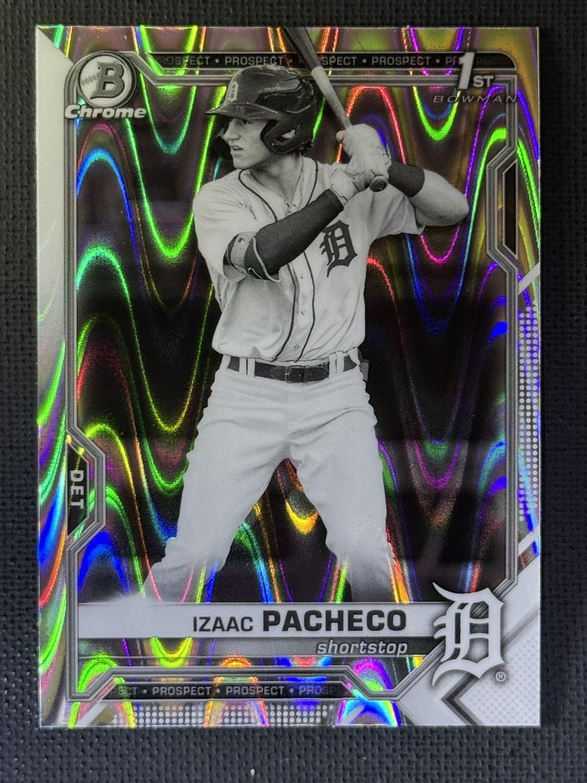 2021 Bowman Draft #BDC-46 Izaac Pacheco Chrome Black & White RayWave Refractor