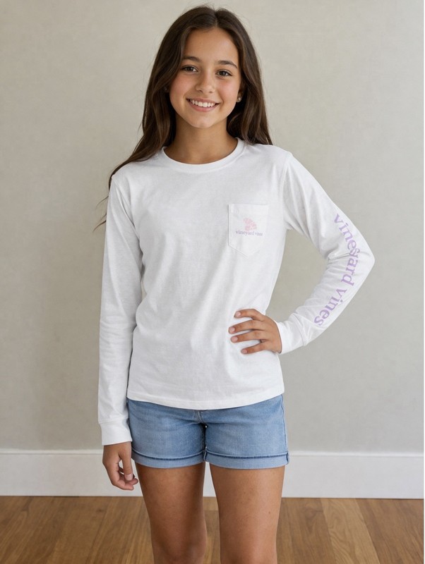 Girls Vineyard Vines Whale Logo Long Sleeve Tee Size~ XSmall (10/12)