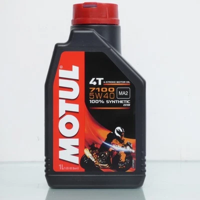Bidon de 1L d'huile Motul 7100 5W40 MA2 100% synthèse pour moteur 4 temps moto - Photo 1/2