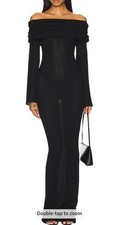 Medium Womens Long Sleeve Off-Shoulder Ribbed Knit Dress Fall Sweater Dress