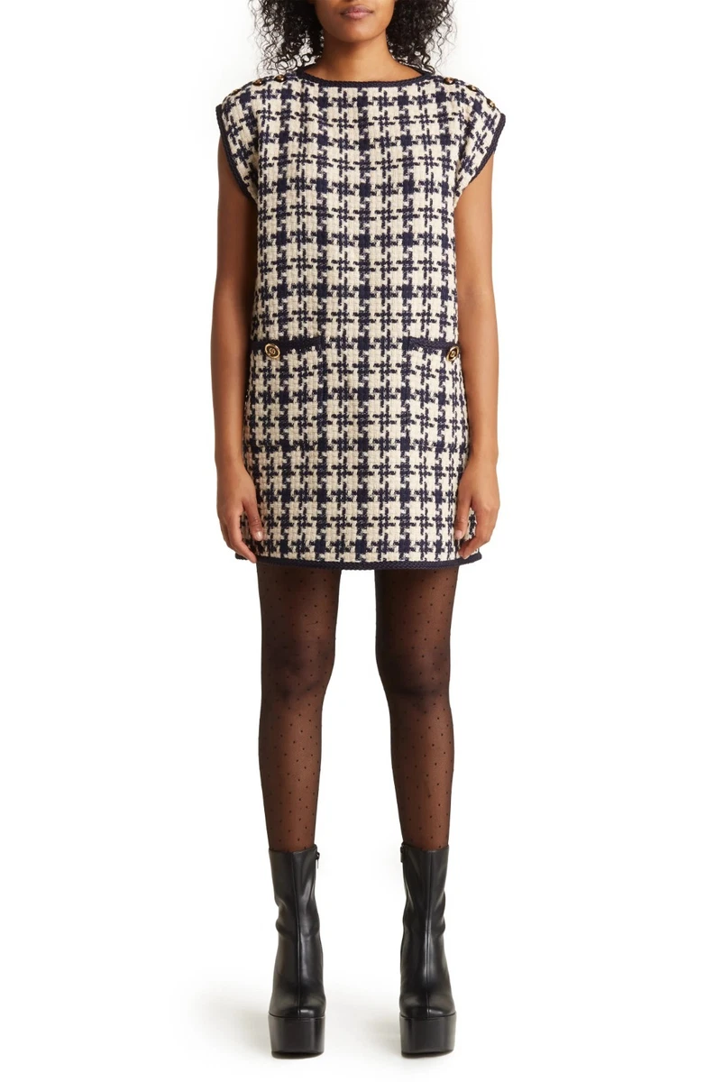 embroidered gg wool tweed mini dress Embroidered GG wool tweed jacket in grey