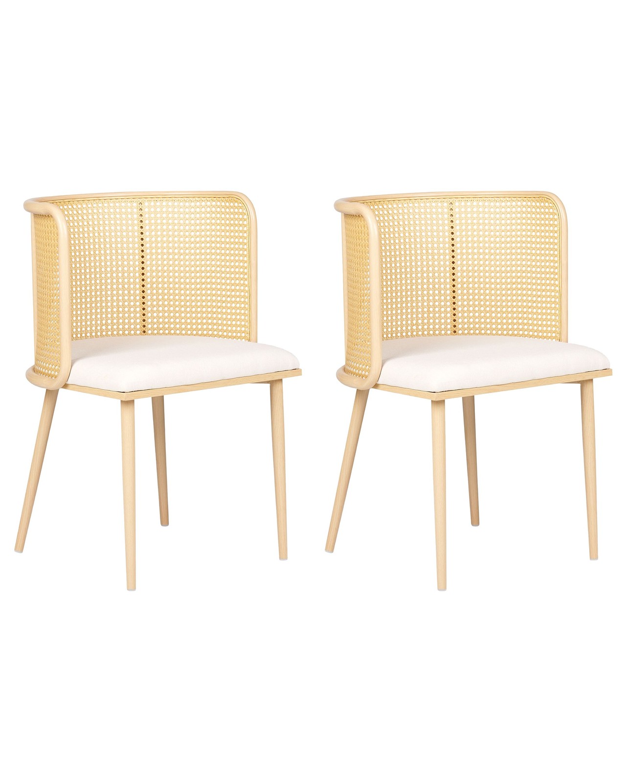 Set di 2 sedie da pranzo con seduta in tessuto e struttura in metallo effetto le