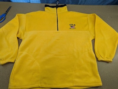 Ameritex Vintage Sweatshirt Herren Größe L Made in USA San Diego Gelb 1/4 Zip