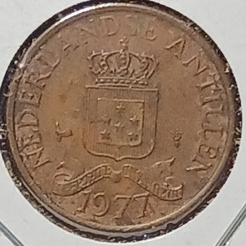 1977 Netherlands Antilles 1 Cent Coin Royal Dutch Mint World Coin 