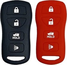 Key Fob Cover: 2 Pcs 4 Buttons Silicone Remote Case Protector Color: Black Red