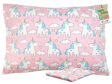 ZPECC Toddler Pillow with Pillowcase - 2 Piece Set 13"x18", Pink Unicorn