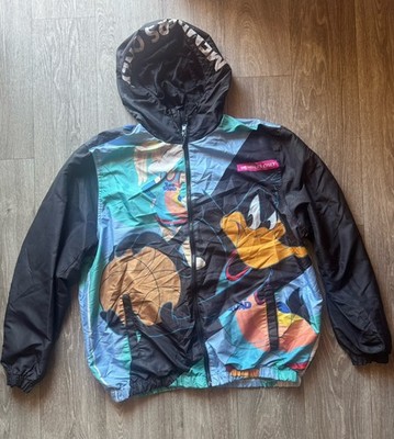 Members Only Looney Tunes Space Jam Men's XL Hooded Zip Windbreaker Multicolor