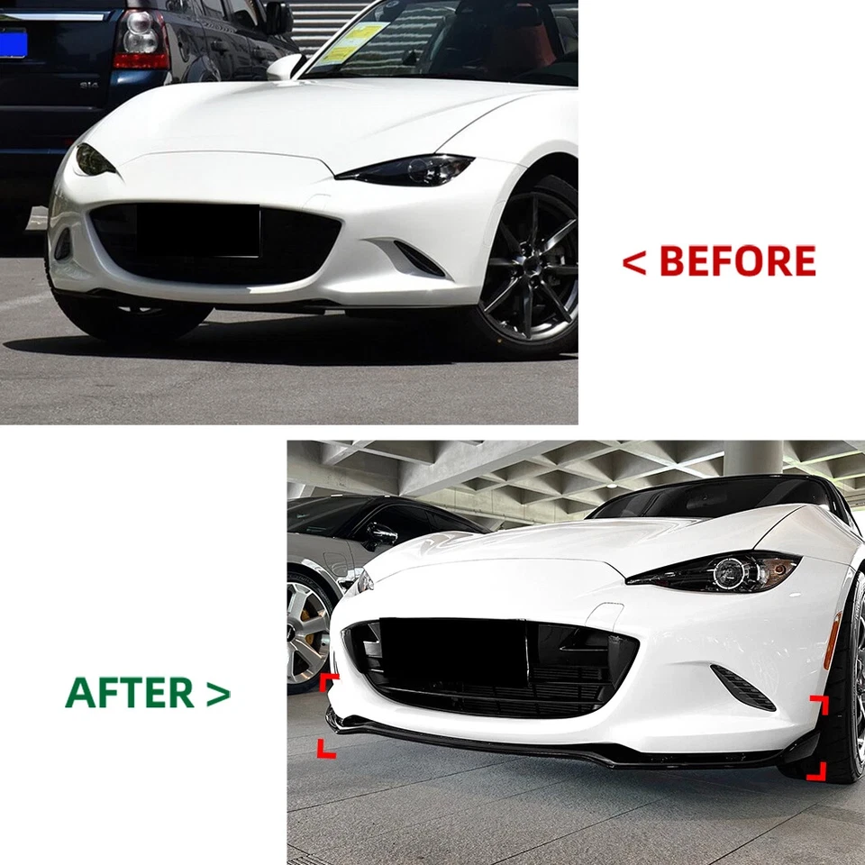 For Mazda MX-5 Miata ND RF 16-25 JDM Style Gloss Black Front Bumper Lip Splitter - Image 2 of 4