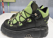 Woman's Punk Platform Thick Heel Lace Up High Top Casual Dorky Ankle Boot size 9