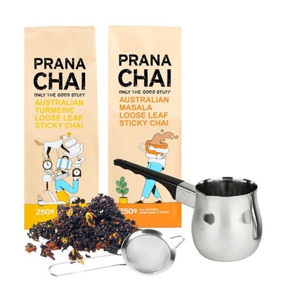 Prana Chai 2 Bag Chai Lovers Starter Pack Including Chai Teapot, Fine Mesh St...