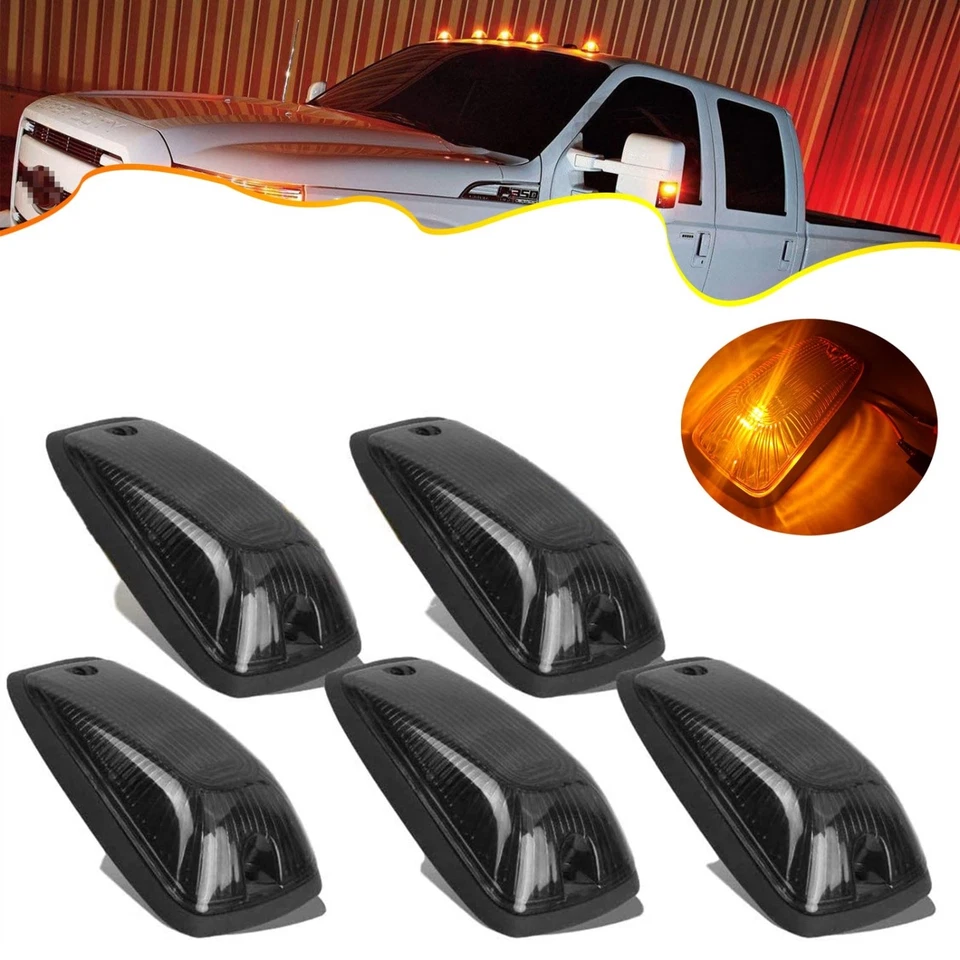 5X Cab Marker Roof Light Clearance Amber LED Lights for Chevy/GMC Pickup Trucks - Imagem 2 de 4