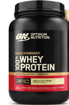 Optimum Nutrition Gold Standard 100% Whey Protein Powder, Vanilla Ice Cream, 1.5