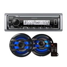 Kenwood KMR-M332BT Receiver Bluetooth KFC-1673MRBL 6.5" 2-Way Marine Speakers