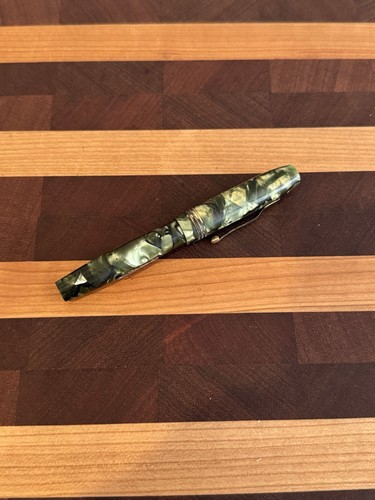 Antiker Füllfederhalter 1918 Mabie Todd Swan marmoriert - 14k Goldfeder keine Risse - Bild 1 von 22