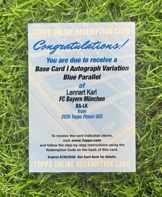 2025-26 Topps Club Competition Finest Lennart Karl Auto Blue Refractor RC #/150