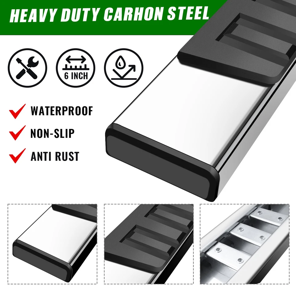 Side Step S/S For 2007-2018 Silverado/Sierra 1500 2500 Crew Cab 6" Running Board Foto 3 de 4